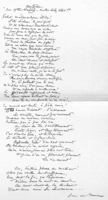 Manuscript of "Nocturne" "Sun of the Sleepless—Melancholy Star!"—BYRON. Translated into French by George du Maurier. The English Illustrated Magazine, September 13, 1886.