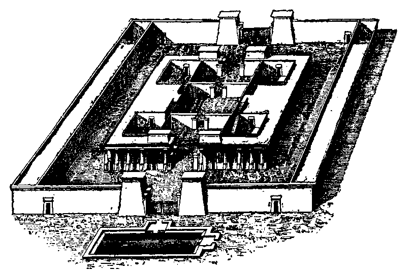 Fig 17.--Perspective view of the Palace of AT, Eighteenth Dynasty, El Amarna. 