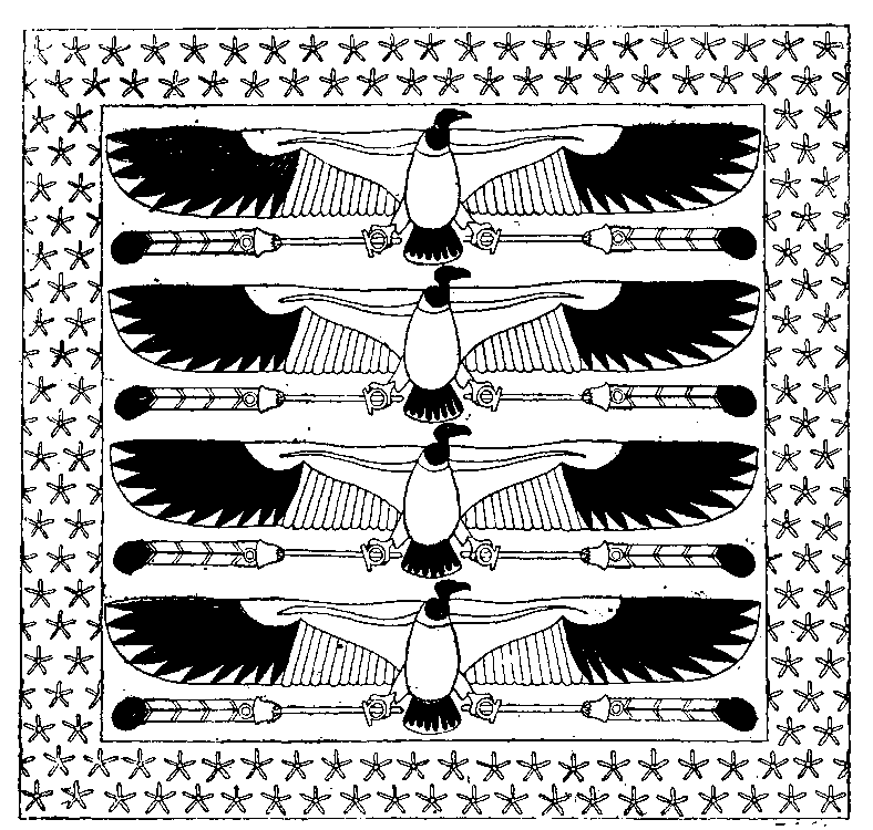 Fig 104.--Ceiling decoration, from tomb of Bakenrenf (Bocchoris), Sakkarah, Twenty-sixth Dynasty. 