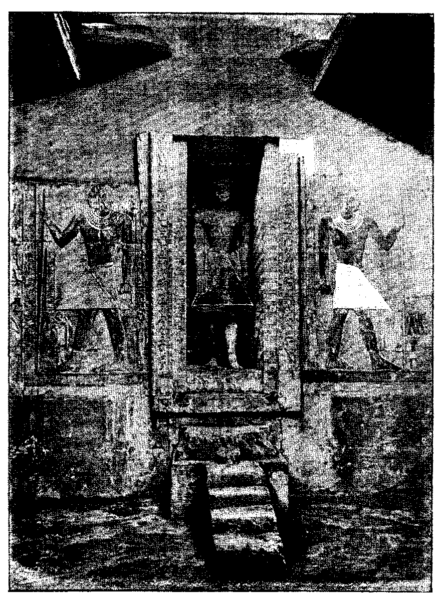 Fig 126.--Stela in tomb of Merrûka (Fifth Dynasty, Abûsir): a false doorway containing the statue of the deceased. 