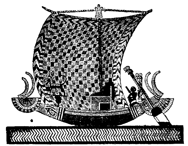 Fig 274.--Bark with cut leather sail; wall-painting tomb of Rameses III.