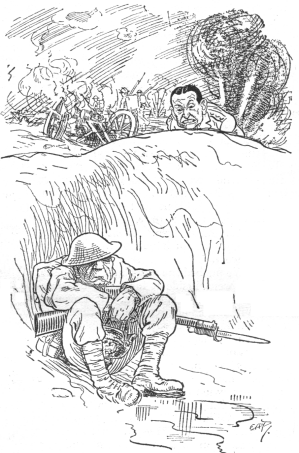 What the devil are you doing down that shell-hole?