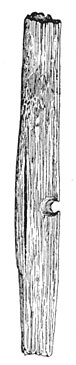 Piece of Wood Showing Drill Mark. Length, 22.5 cm.