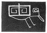 Figure on Rock on Piedras Verdes River. White lines indicate pecking, the rest is coloured red.