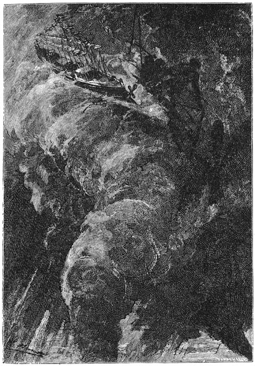 In een ondeelbaar oogenblik werd de Albatros in de dwarlkolk opgenomen. (Blz. 163).