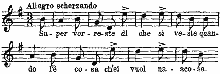 Saper vorreste di che si veste quando l'è cosa ch'ei vuol nascosa Saper vorreste di che si veste quando l'è cosa ch'ei vuol nascosa