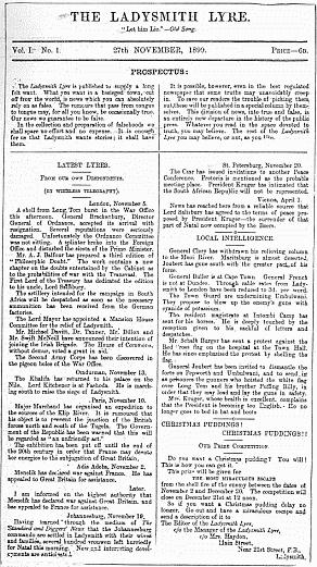 FACSIMILE OF PAGE OF NEWSPAPER PUBLISHED IN LADYSMITH DURING THE SIEGE.