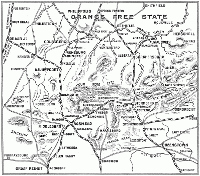 Map illustrating the Operations on the South of the Orange River