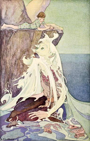 HE IN TURN, LEANING OVER THE ROCK STARED BACK INTO MARTIN'S FACE WITH HIS IMMENSE FISHY EYES.