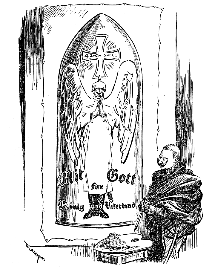 The Kaiser painting an artillery shell.