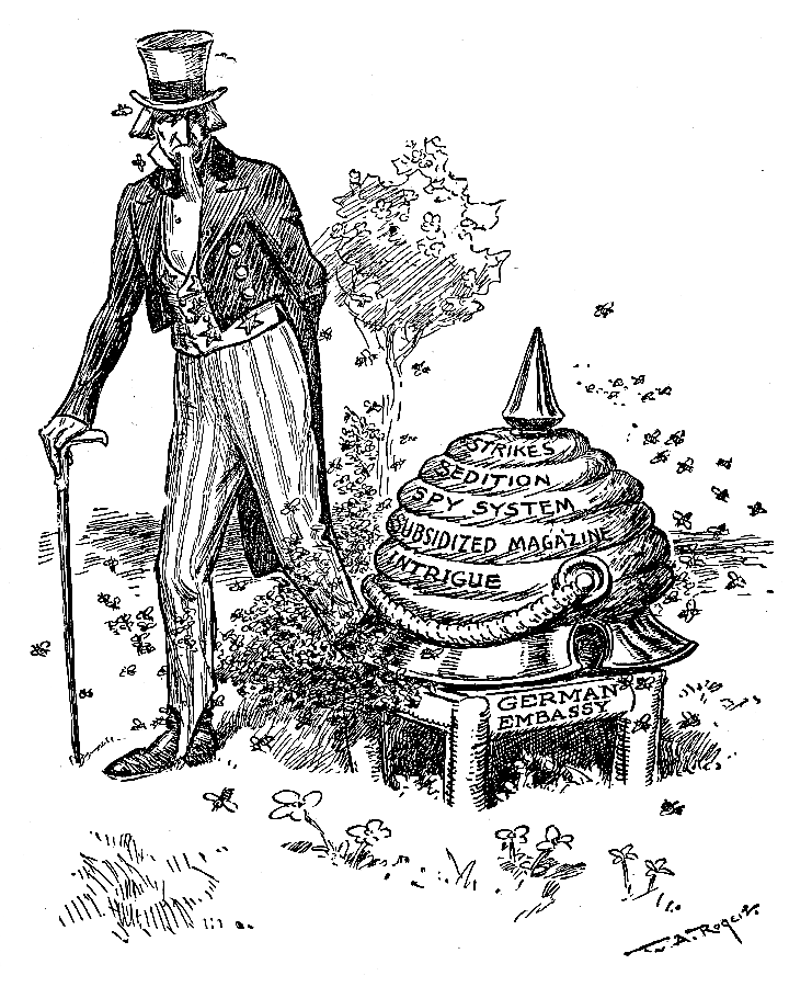 Uncle Sam with a beehive.