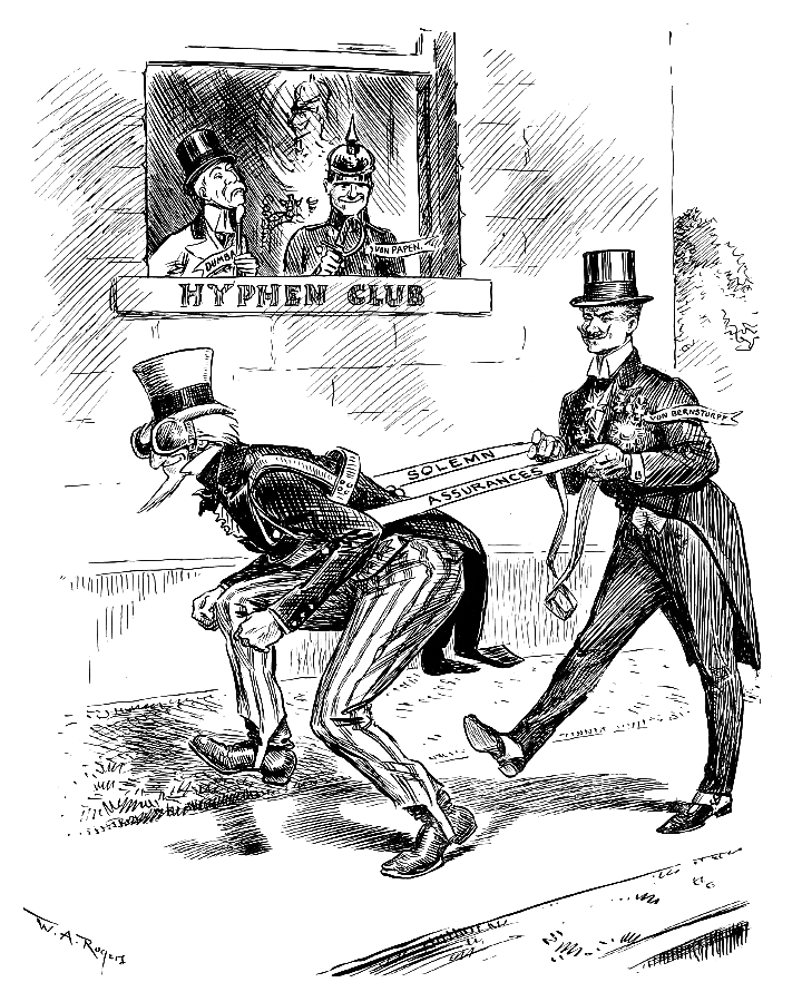 Von Bernstorff controlling Uncle Sam as a horse.