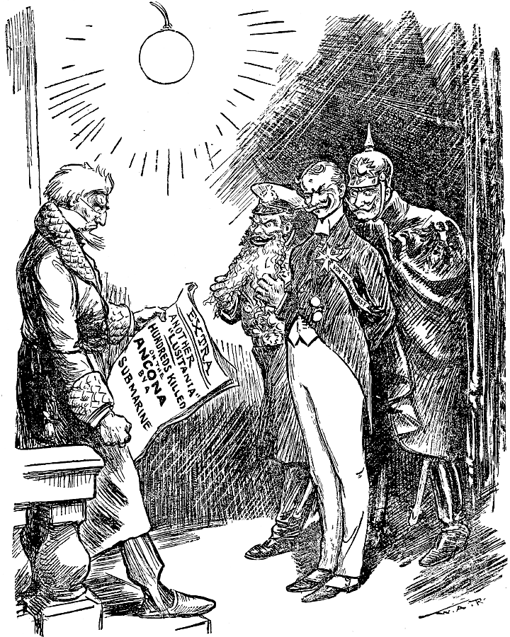 Uncle Sam, the Kaiser, Admiral Von Tirpitz and Count Von Bernstorff