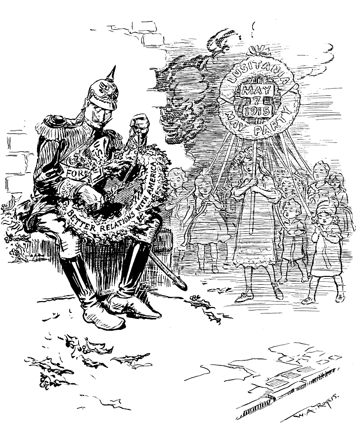 The Kaiser with a Christmas wreath and the lost children              of the Lusitania