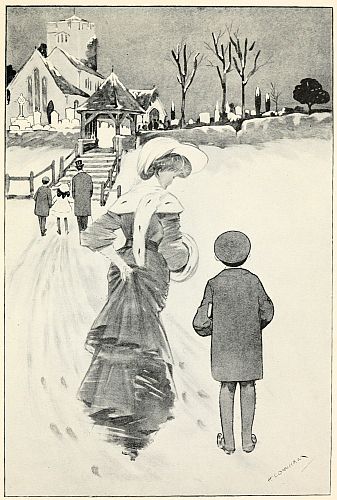 Vivian and his mother walking toward church