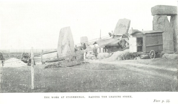 The work at Stonehenge.  Raising the Leaning Stone