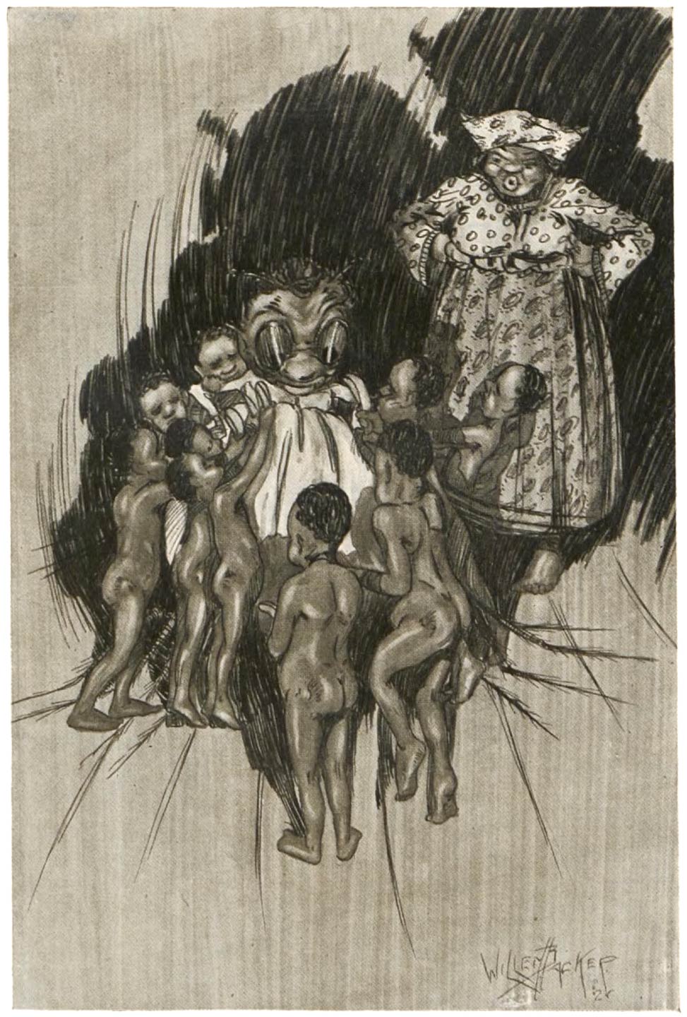 ging tusschen zijn kinderen staan en vroeg: ...—Zie blz. 276.