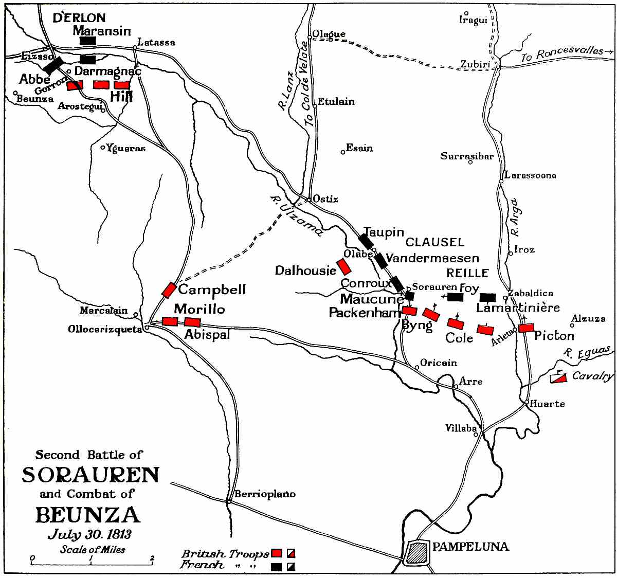 Plan of the Second Battle of Sorauren and Combat of Beunza