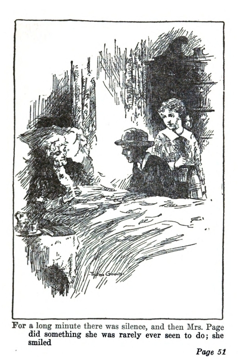 For a long minute there was silence, and then Mrs. Page did sometning the was rarely ever seen to do; she smiled.