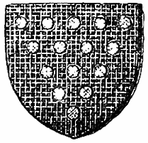 Coat of arms of Cornwall: black shield with 15 yellow discs arranged in a triangle pointing downwards.