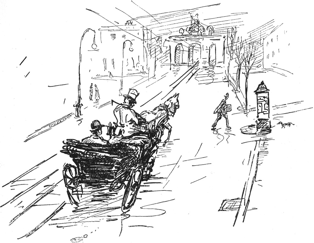 Droschkenfahrt mit einem   dicken Bündel Geld