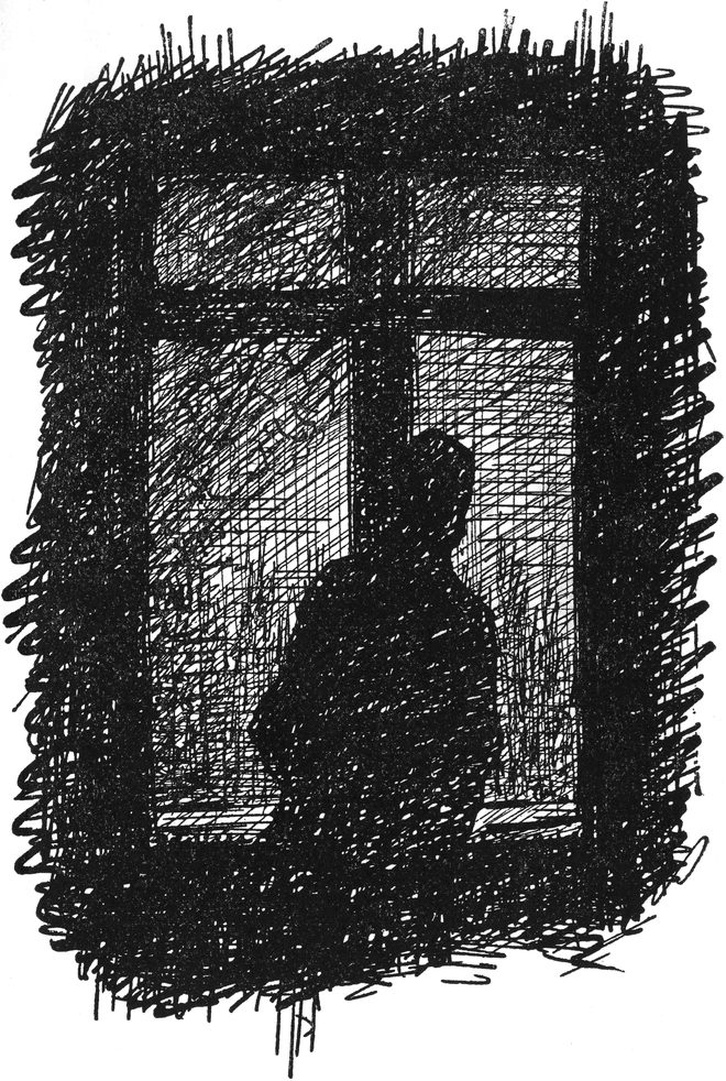 Blick aus dem Fenster im   Dunkeln