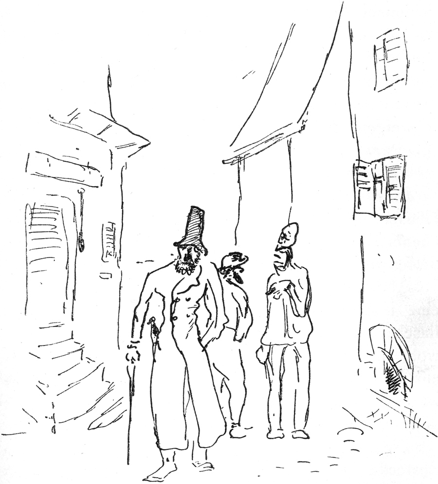 Die Menschen in den Straßen   tragen verlotterte Kleider