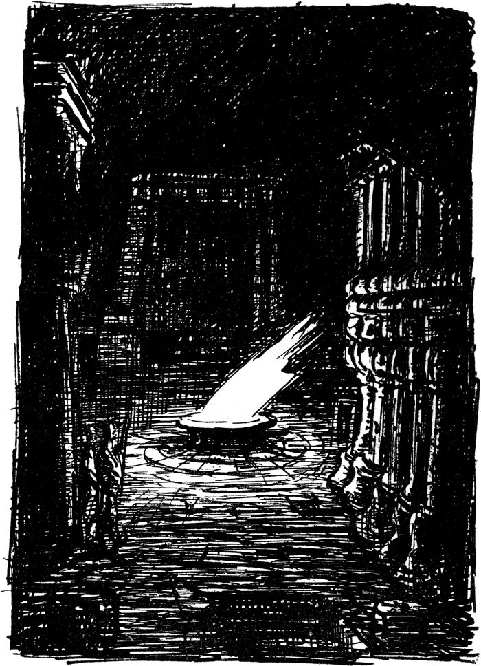 Im Höhlentempel brennt eine   Flamme in einer großen Schale