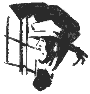 man in dark room looking out window