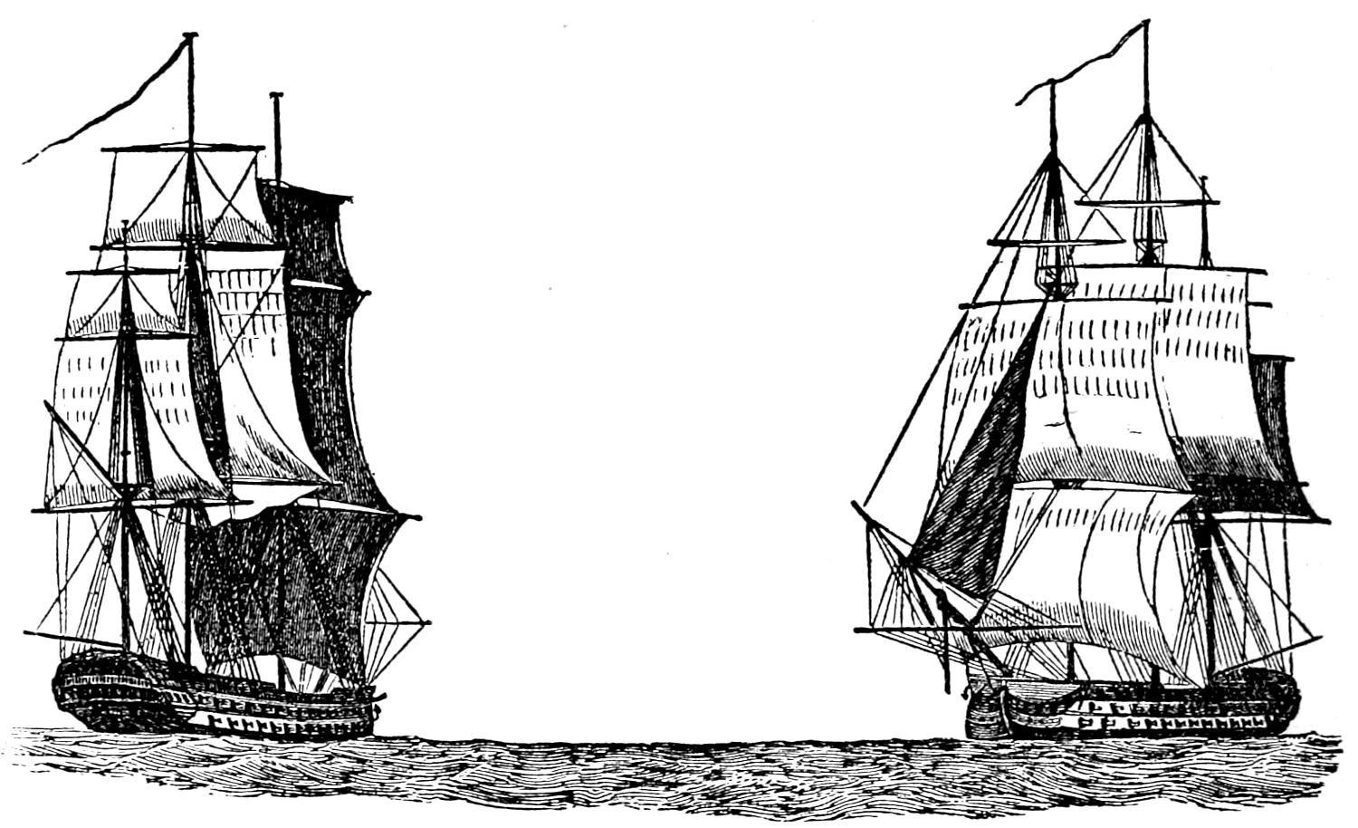 Two sailing ships