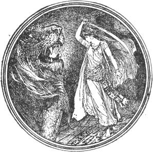 A hercegnő kettévágta az oroszlán testét.