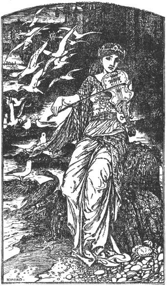 A királykisasszony hegedül a tengerparton.