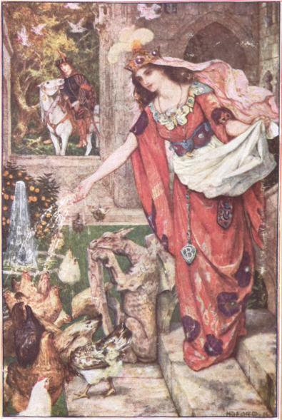 Bella Flór hercegnő etetgette a tyúkjait.