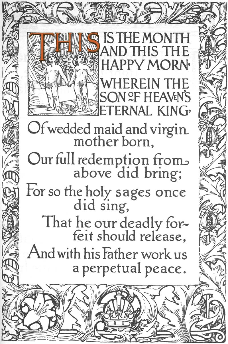 Engraving of first stanza with decorative border