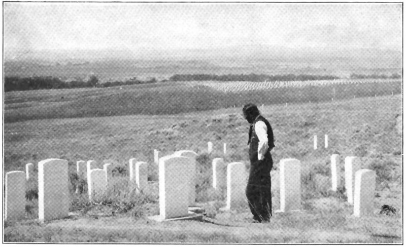Big Beaver standing in a cemetery