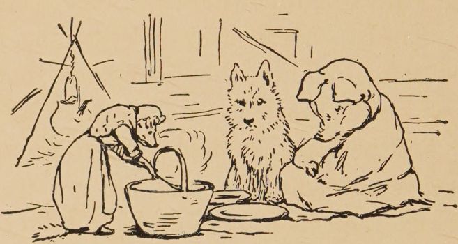 Paddy pig sat by the camp fire.