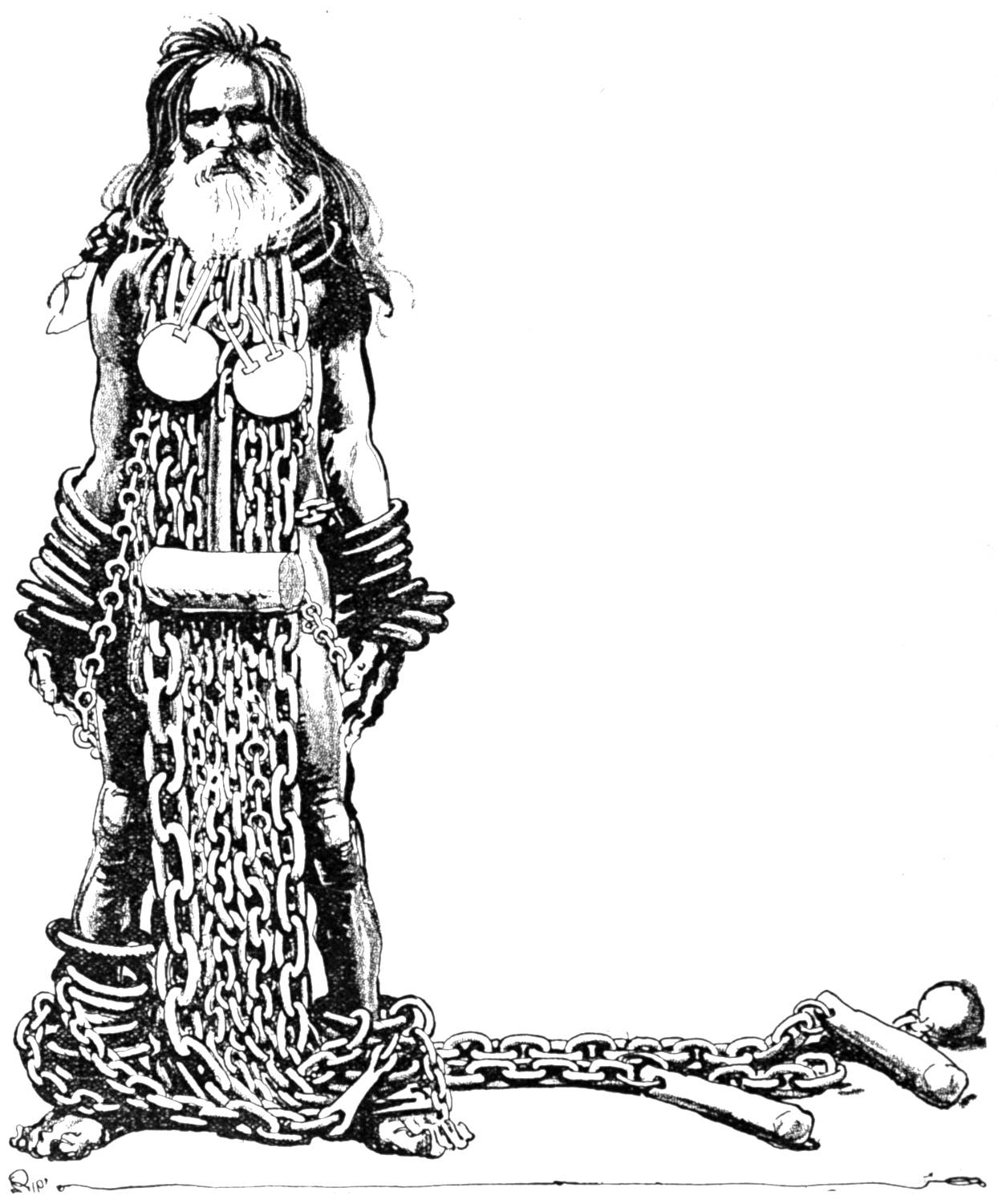 Indian man carrying heavy chains