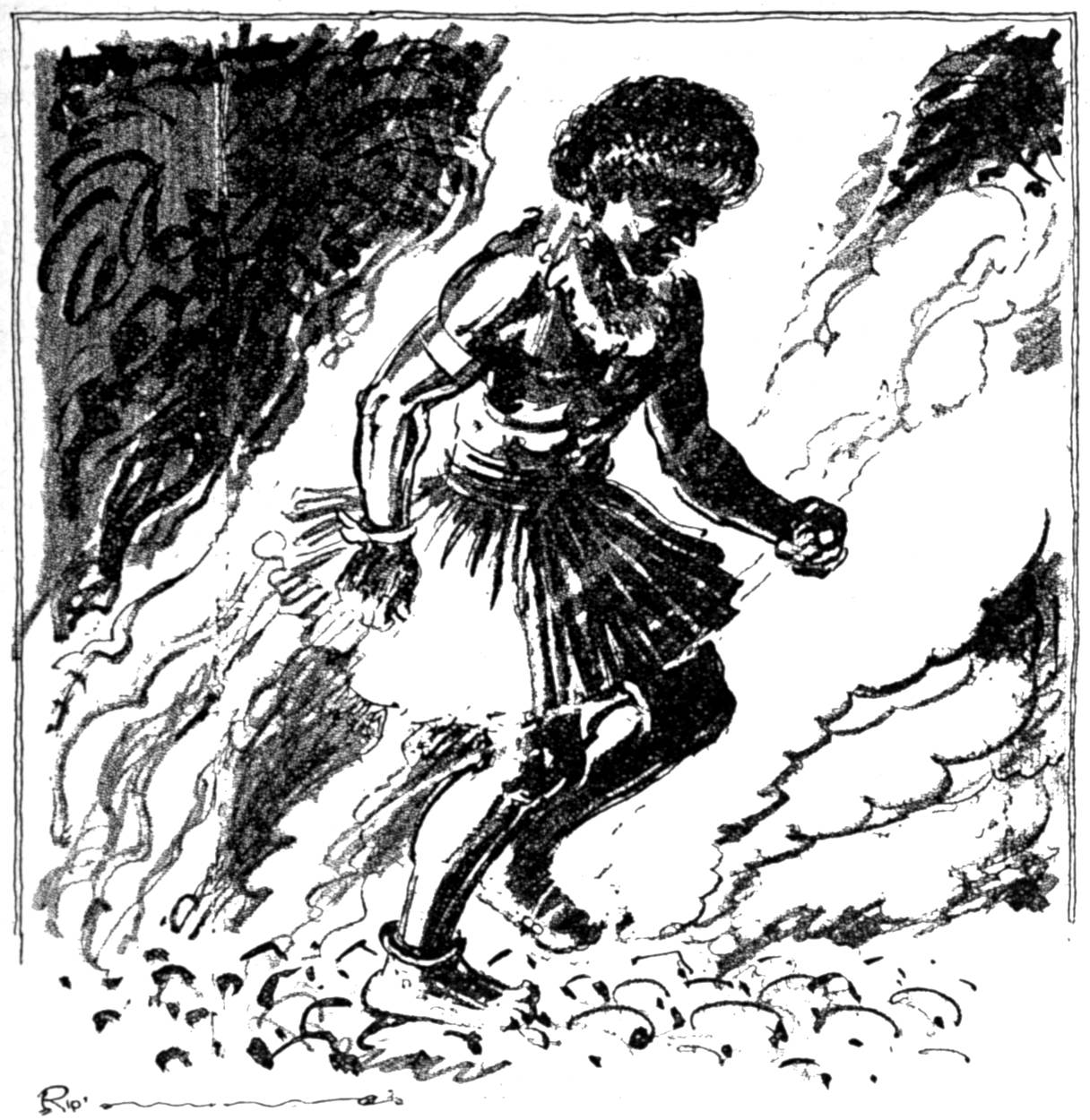 Fijian running over hot rocks