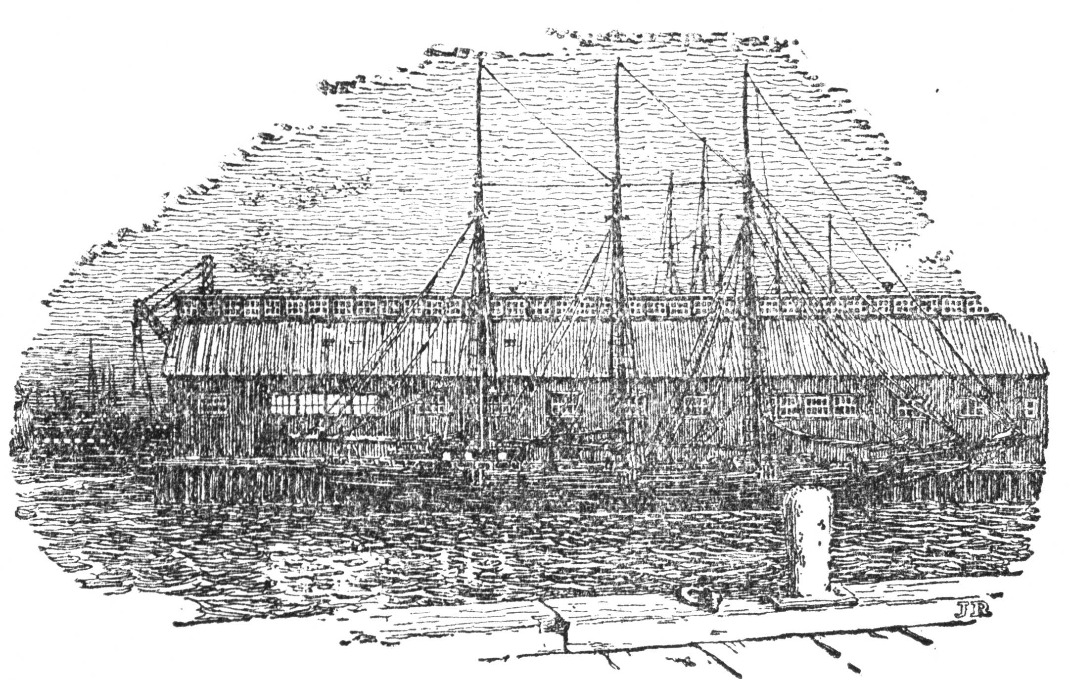 Outline of ship at night