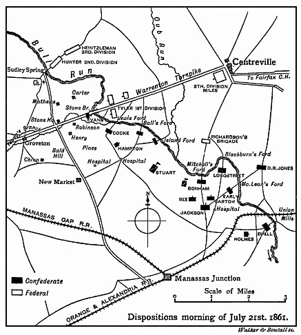 [Illustration: Map
showing the dispositions on the morning of July 21st, 1861.]
