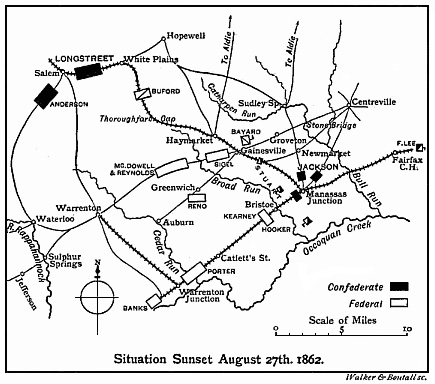 [Illustration:
Situation at Sunset, August 27th, 1862.]