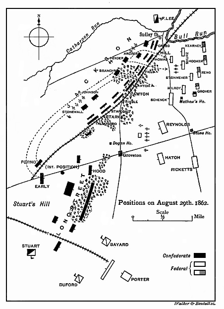 [Illustration:
Positions on August 29th, 1862.]