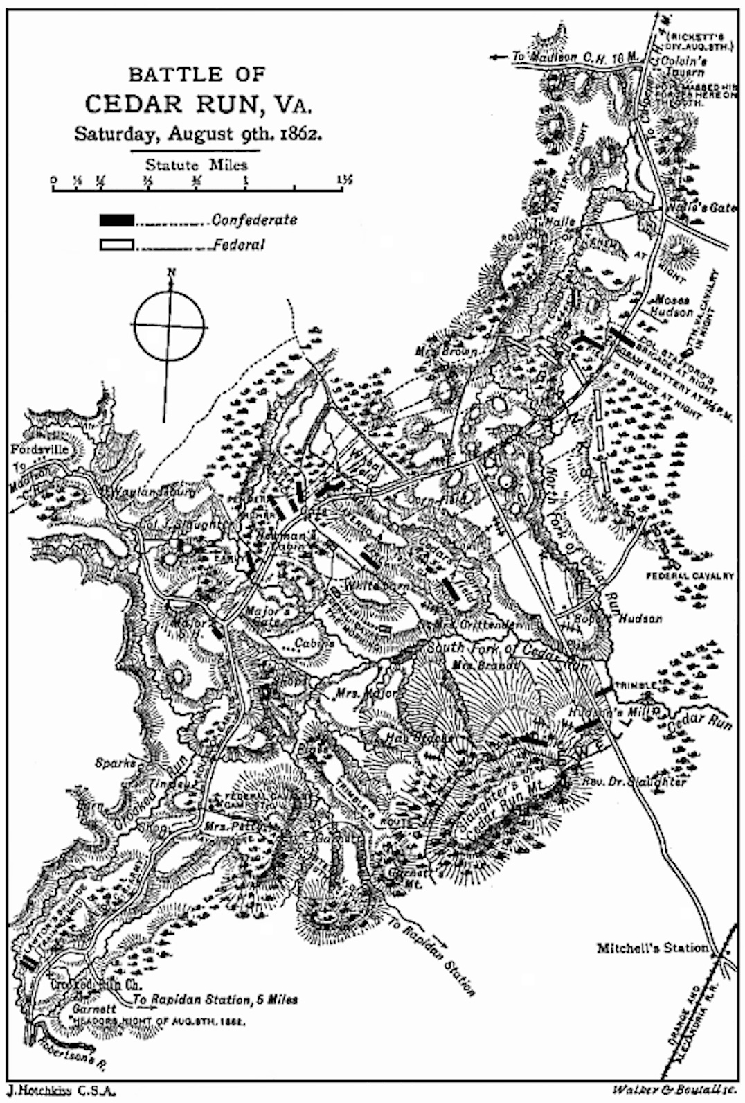 [Illustration: Map of
the Battle of Cedar Run, Virginia, Saturday, August 9th, 1862.]
