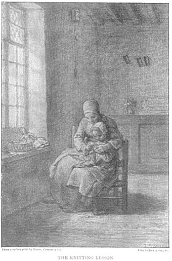 From a carbon print by Braun, Cl&eacute;ment & Co John Andrew & Son, Sc. THE KNITTING LESSON