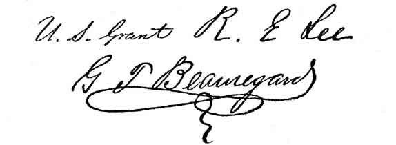 Signatures of famous military
men.