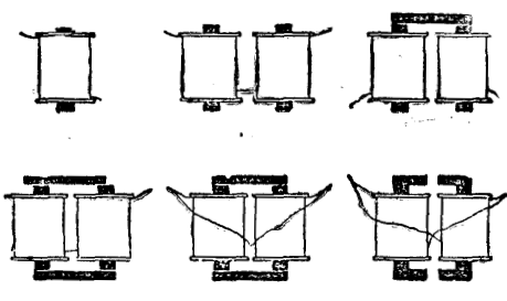  FIG. 56.&mdash;ELECTROMAGNETS OF RELAY, AND THEIR EFFECTS.