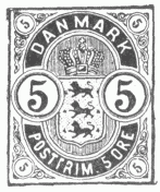 Stamp, "Danmark", 5 &oslash;re
