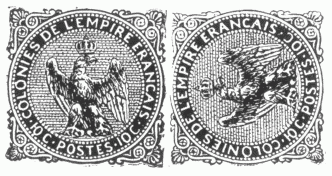 Clich&eacute; with two stamps, "Colonies de l'Empire Fran&ccedil;ais",
10 c.