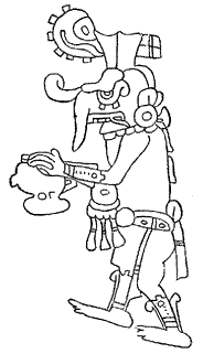 Fig. 381. The long nosed god (Kukulcan) or “god with the
snake-like tongue.”