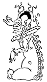 Fig. 383. The supposed god of death, from the Dresden
Codex.